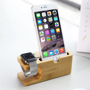 ECO friendly Natural Bamboo Charging Dock for Apple Watch & iPhone Models 5 6 7 8 Plus X