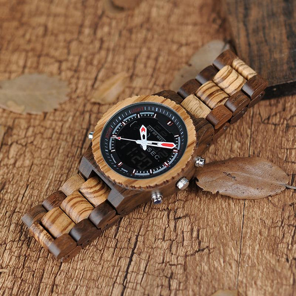 MW05 - Ebony + Zebra Wood Watch