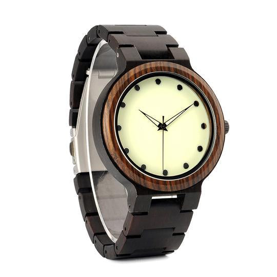 MW11 - Ebony + Zebra Wood Luminous Watch