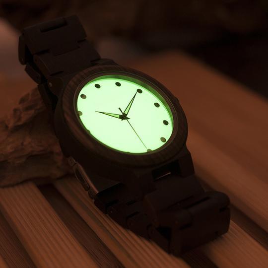 MW11 - Ebony + Zebra Wood Luminous Watch