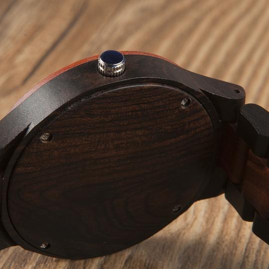 MW14 - Ebony + Redwood Wood Watch