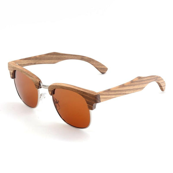 SG19 - Semi-Rimless Zebra Wood Polarized Sunglasses (2 Colors Available)