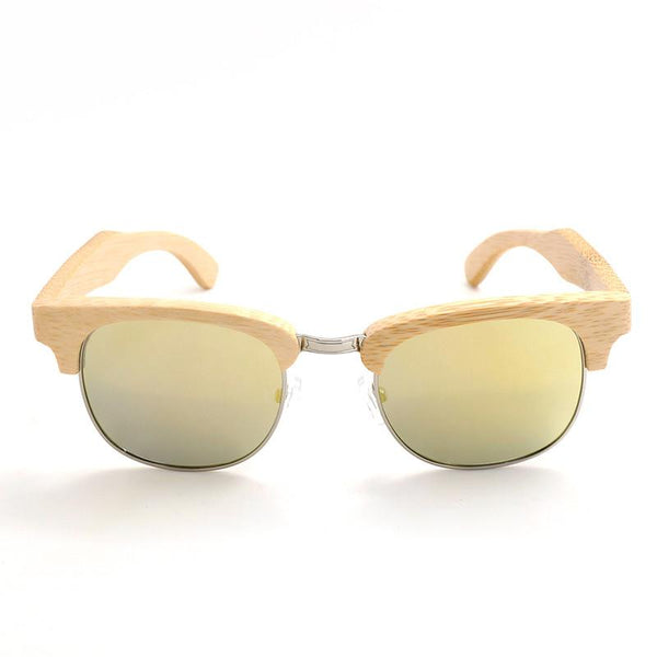 SG08 - Semi-Rimless Bamboo Wooden Polarized Sunglasses