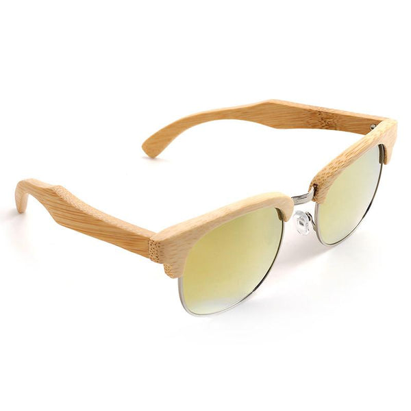 SG08 - Semi-Rimless Bamboo Wooden Polarized Sunglasses