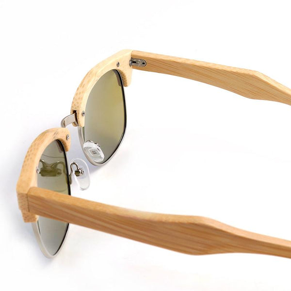 SG08 - Semi-Rimless Bamboo Wooden Polarized Sunglasses