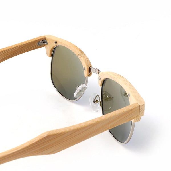 SG08 - Semi-Rimless Bamboo Wooden Polarized Sunglasses