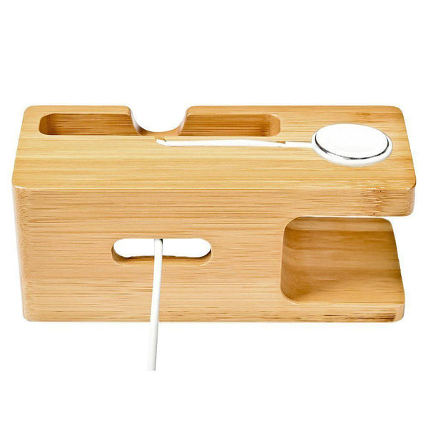 ECO friendly Natural Bamboo Charging Dock for Apple Watch & iPhone Models 5 6 7 8 Plus X