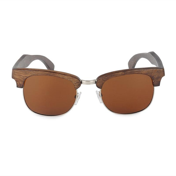 SG05 - Semi-Rimless Ebony Wood Polarized Sunglasses