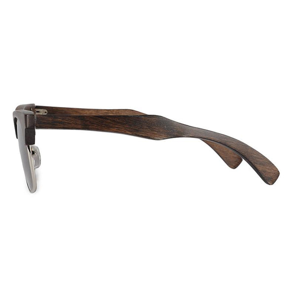 SG05 - Semi-Rimless Ebony Wood Polarized Sunglasses